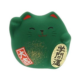 Kotobuki Maneki Neko Charm Gakumon-un Collectible Figurine, Academic Achievement, Green