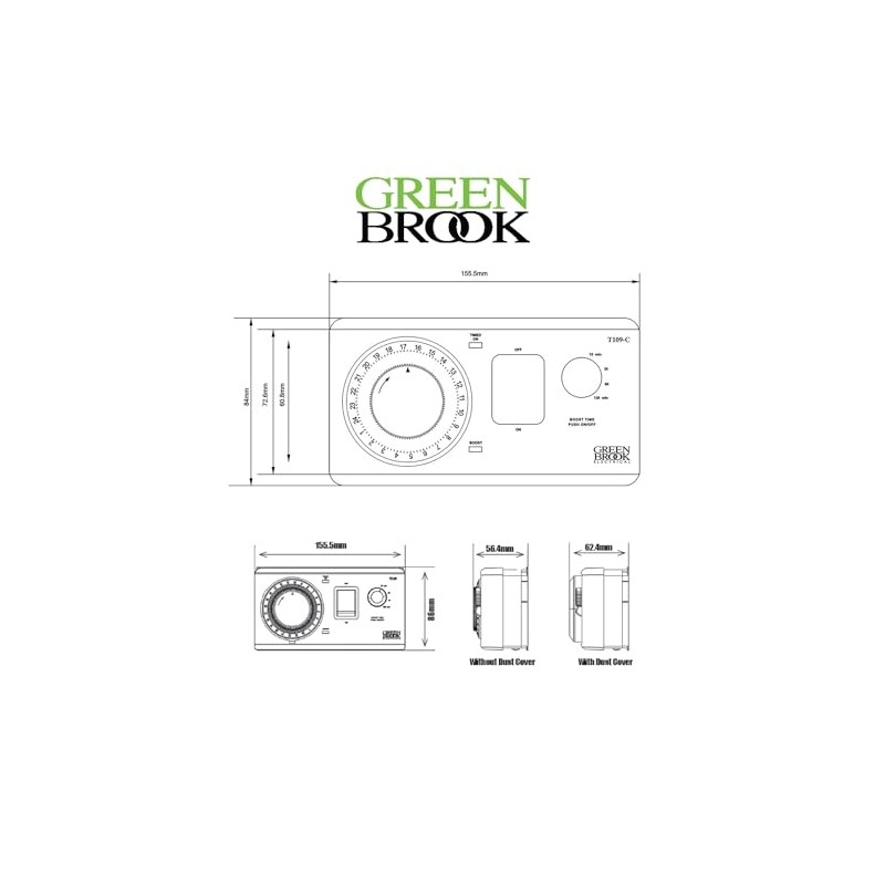 Greenbrook T109-C 16A Dual Tariff Boost Timer c/w 15-120min Boost