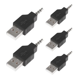 SinLoon USB to 3.5mm Jack Audio Adapter 4 Pin 3.5mm Male to Micro USB Male Car AUX Audio Output Converter with PC Macbook PS Headset Speaker Pack of 5