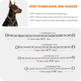 Yternal Professional Dog Martingale & Choke Chain – 3-Way Stainless Steel Slip Lead for Gentle Control – Rust-Proof, Smooth Training Collar for Walking & Obedience 26.77in/4mm
