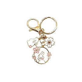 Cute Sakura Rabbit Keychain Kawaii Flower Rabbit Glutinous Rice Balls Peach Keychain For Women Girls 2023 Rabbit Year Gift, A, 1