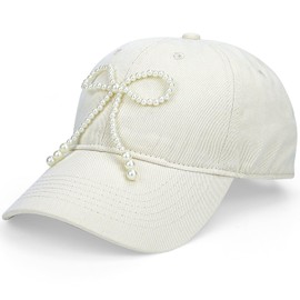 Busnos Coquette Baseball Hat Bow Baseball Cap Cute Distressed Cap Beige Ponytail Hat for Women Funny Trucker Hats for Women