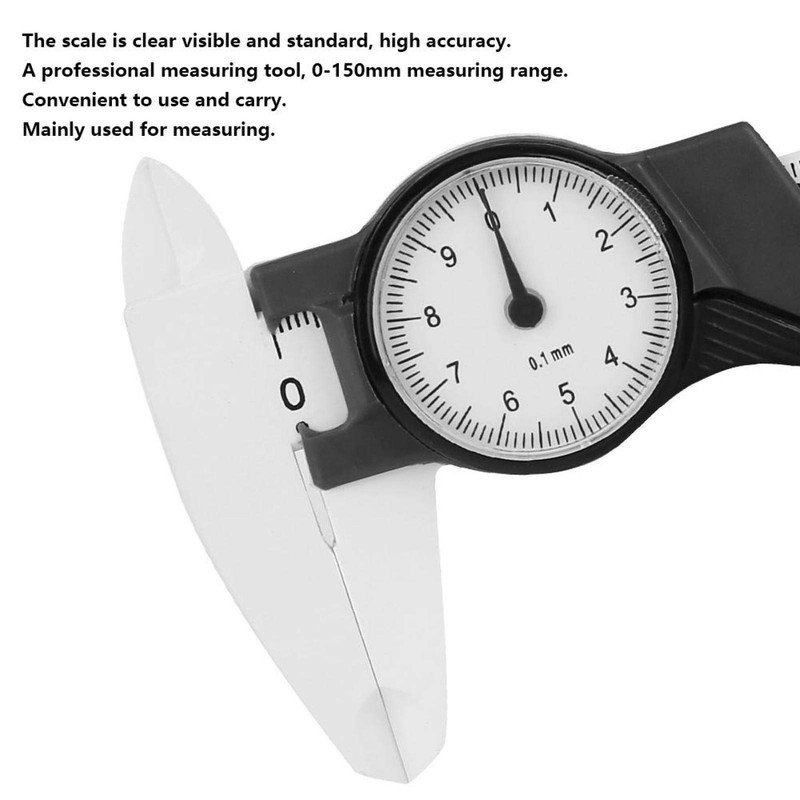 Kadimendium Plastic Dial Vernier Caliper, High Precision Measuring Tool, 0-150mm,