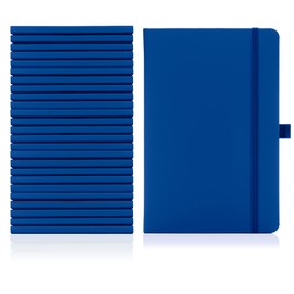 Notes London 10 x A5 Notebook Bulk Pack, A5 Notebook with Lined Pages, Pen Loop and Expandable Paper Pocket Hardback Journal Notepad Note Book Notes Diary Pad (Blue)