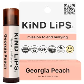Kind Lips Organic Georgia Peach Lip Balm – Naturally Sweet, Moisturizing Lip Care for Dry Lips • 100% Natural, Clean, Gluten-Free, Grain-Free • Made in USA • chapstick-style Tube