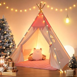besrey tent,kids tent,indoor play LED light tent,100% cotton,indoor decoration,christmas gift Foldable Colorful Doona - Color: White