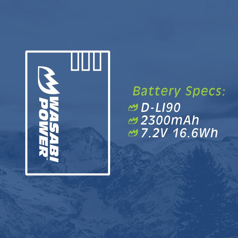 Wasabi Power Battery (2-Pack) for Pentax D-LI90 and Pentax 645D