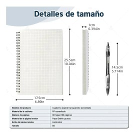 WIKNICES 4pzs Cuaderno Profesional Escolares 80Hojas Y 4 Bolígrafos Láminas Gruesas De Alta Calidad Cubierta De Pp Esmerilado Livianas Y Portátiles Gi