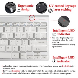 Sanpyl Combo de Teclado y ratón inalámbricos 2.4G, Teclado Delgado de 78 Teclas y botón de Silencio, Juego de Teclado y ratón de Oficina a Pilas para Escritorio, móvil y tabletas(Oro Rosa)