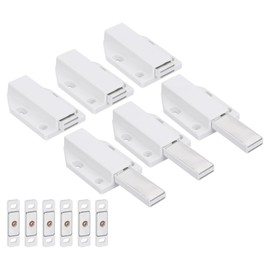 uxcell 6 Pcs Magnetic Push Latches for Cabinet Door, 3x1.81 Inch Push to Open Door Latch Cabinet Hardware, Hidden Door Release Drawer Pull on Closet Touch, Plastic White 76x46mm