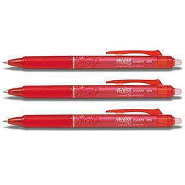 Pilot Frixion Clicker Pen 0.5 (Fine) Set of 3, Red
