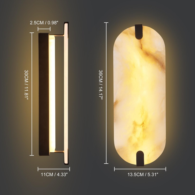 DLUCE 14.17in Alabaster Wall Sconces, Natural Marble Wall Light, Modern