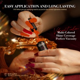 ROSALIND Semi-Permanent Nail Polish, 8 Colors Autumn Pumpkin Brown Glitter, 5ml Gel Nail Polish Soak Off UV Lamp, Nail Varnishes Nail Art Gel Nail Polish Set 8pcs