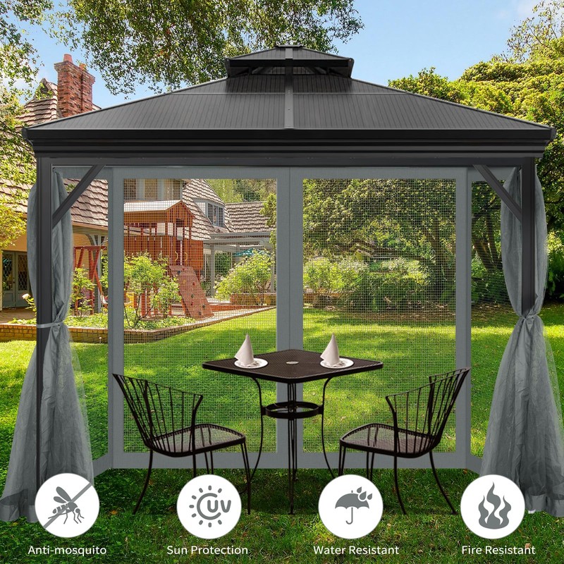 Gazebo Universal Replacement Mosquito Netting, 10' x 10' Outdoor Mesh