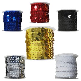 S.fields.inc Sequin Tape String 5M Roll 6 Colors Set Strip Blade Craft
