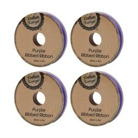 [4PK] Krafters Korner Purple Ribbed Ribbon, 10mm x 5m for Gift Wrapping, DIY Crafts and Decoration