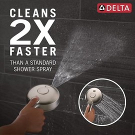 Delta 5-Setting HydroRain 2-in-1 Dual Shower Head with ProClean Spray, Brushed Nickel High Pressure Shower Head with Handheld Spray, 1.75 GPM Flow Rate, Satin Nickel 75419SN