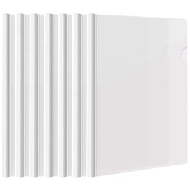 FunkyMouse 10 Pack A4 Thick Binding 1.0cm Width Up to 70 Sheets White Rail File Clear File Rail Clear Holder Document Storage Document Protection Business Folder Meetings Office Seminars Presents