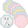 Patelai 48 Pcs Wavy Round Paper Placemats Colorful Pastel Disposable