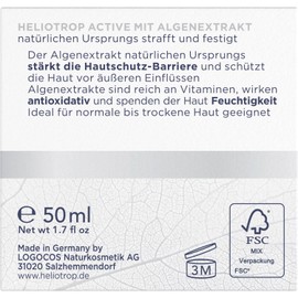 Heliotrop Moisturising Day Cream for Normal to Dry Skin, Facial Care with Algae Extract, Vitamin C and Castor Oil, Active Regenerative Day Cream, 1 x 50 ml