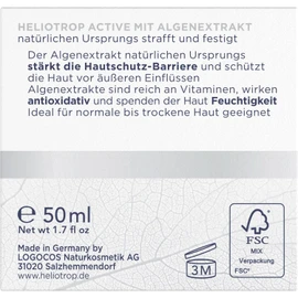 Heliotrop Moisturising Day Cream for Normal to Dry Skin, Facial Care with Algae Extract, Vitamin C and Castor Oil, Active Regenerative Day Cream, 1 x 50 ml