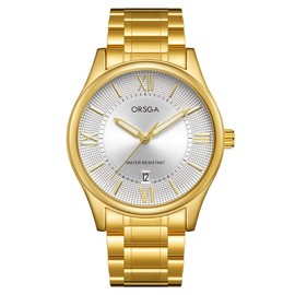 CIVO Waterproof Watches Men's Analogue Quartz Watch with Leather Strap/Metal Strap Vintage Flat Men's Watch Business for Men Gifts, gold, Bracelet