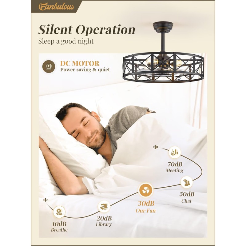 Fanbulous 23 Inch Fandelier Caged Ceiling Fans with Lights and