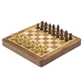 The Regency Chess Company Ltd Deluxe Hardwood Folding Hoop Magnetic Travel 7.5 Inch Chess Game