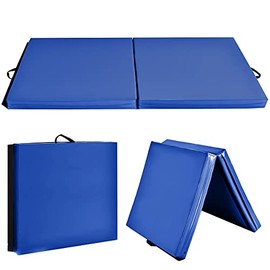 Giantex 6’x2'X1.6'' Gymnastics Mat Thick Folding Panel for for Gym, Yoga, Exercise Mat with Hook & Loop Fasteners