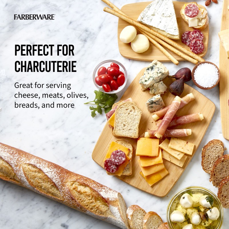 Farberware Farberware 4-Piece Reversible Bamboo Cutting And Charcuterie Board Set,
