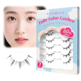 Ultra-thin False Eyelashes - BEPHOLAN 7 Pairs Eyelash Pack False Lashes Natural Look 100% Handmade Lash Strips Lightweight Lashes with Soft Clear Band (CCS307)