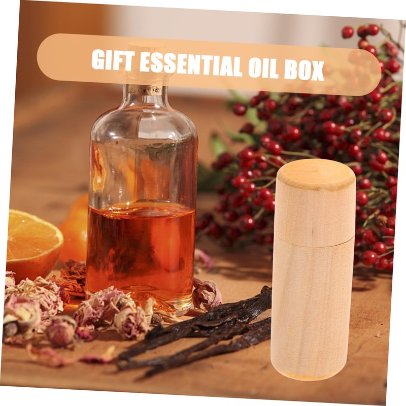 BUGUUYO Essential Oil Wooden Storage Box Round Single Bottle Case