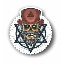 AMA SHOP Skull Freemason Symbols Masonry Shaped Sticker | Car Stickers | Sticker for Helmet, Motorcycle, Camper | PVC Sticker for Wall Decal Mural