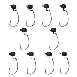 LOWIFAR Bass Hooks Ned Rig Finesse Shroom Jig Heads Fishing Mushroom Hooks Kit Head Crappie Jigs Hooks for Soft Lure (Black Ned Ewg-10pcs, 3/32oz-2.5g)