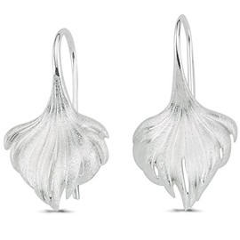 Vinani Earrings Leaf Elegant Brushed 925 Sterling Silver Earrings 2OHM, Sterling Silver, No Gemstone