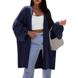 PRETTYGARDEN Long Cardigan Sweaters for Women Trendy Fall 2025 Oversized Knit Sweater Jacket Coats Winter Fashion Clothing (Dark Royal Blue,Medium)