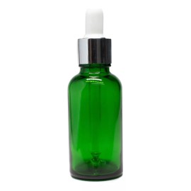 Meliars Frasco Gotero 30 Ml Cristal Verde Bulbo Plata ( 12 Piezas)