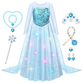Meland Princess Dress Up Clothes for Girls, Light Up Princess Costume for Kids, Gift for 5-6 Years Old Toddler Girls