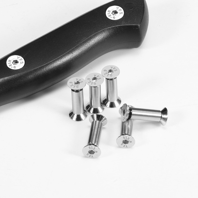 10 Packs Knife Handle Screws Rivets Bolts Fasteners,Hex Flat Head