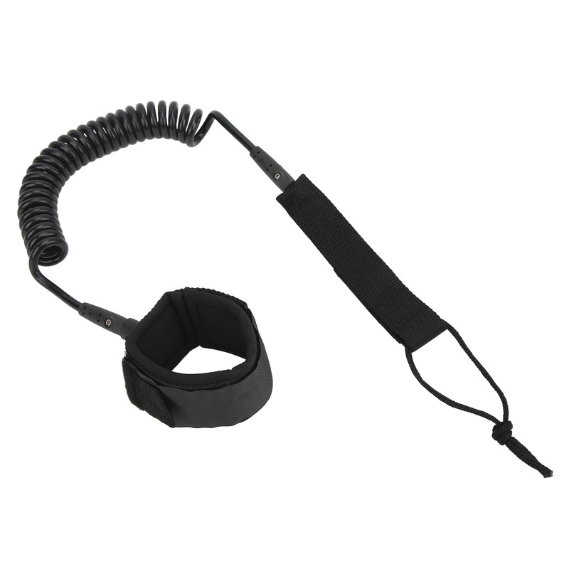 Surfboard Leash High Elasticity TPU Black Adjustable Coiled Surfing Leg