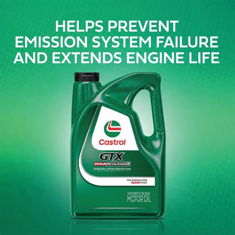 Castrol GTX High Mileage 10W-30 Synthetic Blend Motor Oil, 5