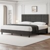 IDEALHOUSE King Size Bed Frame with Headboard, Linen Upholstered King