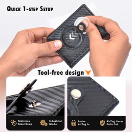 FOXHACKLE Airtag Wallet Slim Minimalist Leather Credit Card Holder for Men Women, RFID Blocking Front Pocket Mens Leather wallet (Carbon Black)