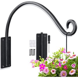 Qiang Ni Heavy-Duty Plant Hanger Outdoor: Hanging Plant Hook for Outside Basket - 16-Inch Wall Mount Plant Bracket for Bird Feeder