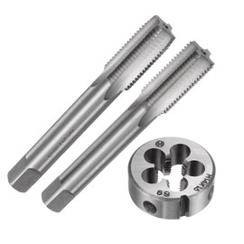 TOP-VIGOR 3pcs Metric Hand Tap and Die Set, M14 x 1.5 Taper/Plug Thread Taps & Round Die, Hand Threading Tapping Tool Kit for DIY, Repair, Cutting External and Internal Thread