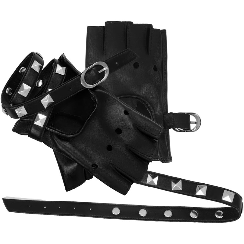 Guantes Punk de Medio Dedo con Remaches – Healeved Y260O03V06YI2