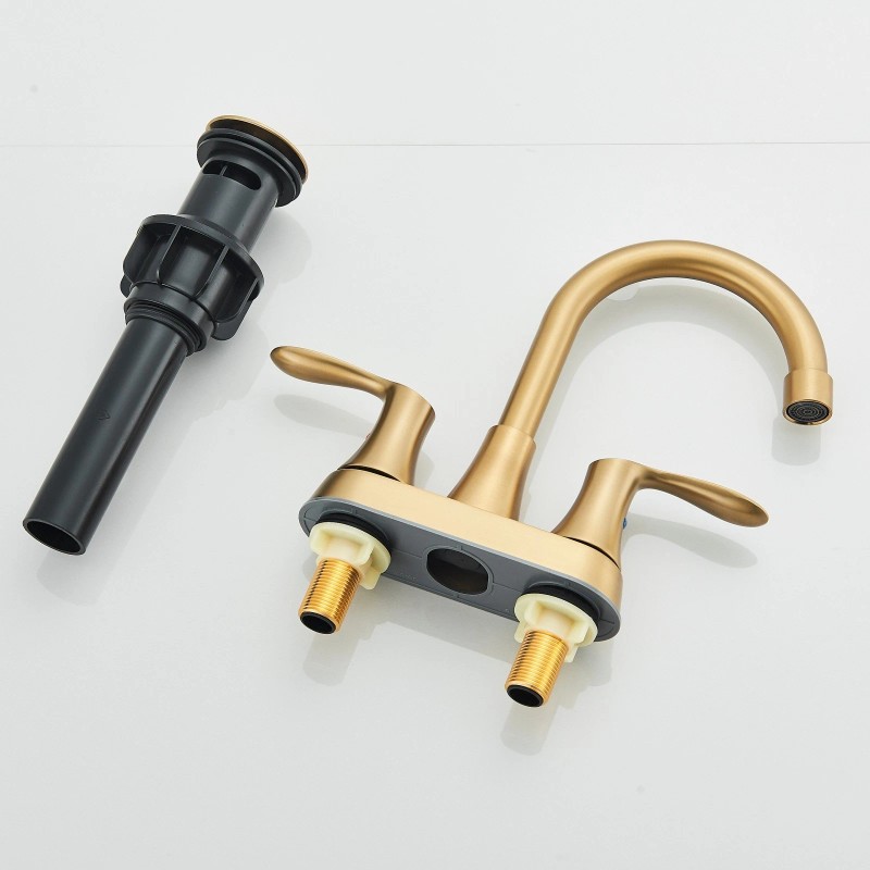 SHOWER-HOME Brushed Gold Bathroom Sink Faucet Waterfall 2-Handle Centerset Vanity