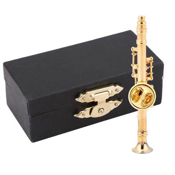 Atyhao Gold Plated Clarinet Brooch Miniature Instrument Musical Instrument Brooch