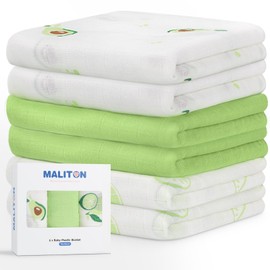 Maliton Pack of 6 Baby Muslin Nappies Burp Cloths 70 x 70 cm Baby Muslin Cloths Soft, Absorbent and Breathable Muslin Nappies for Cleaning, Wiping or Covering Newborns