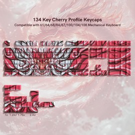 dagaladoo Double Shot PBT keycaps Shine Through keycaps 130 Keys Side Printed Custom Key caps Keyboard Cherry Profile dye-sub Key caps for MX Switches Mechanical Keyboard(Pink Dragon)